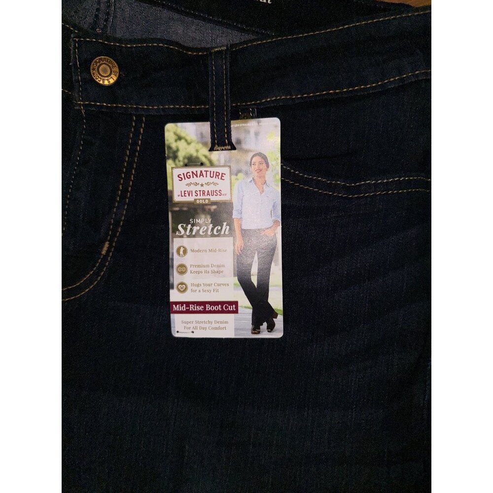 Signature By Levi Strauss Womens Mid-Rise Boot Cut Jeans Size 14 Simply Stretch - Picture 2 of 7